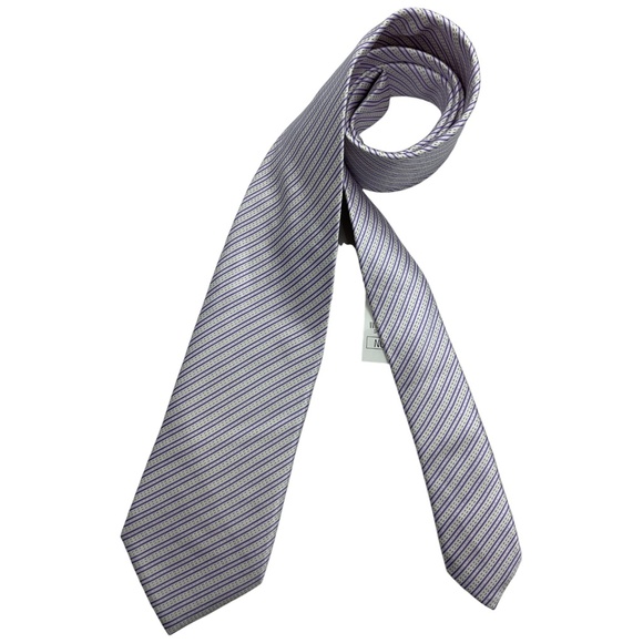 🆕STEFANO RICCI XL White/Purple Striped Silk LUXURY Tie ITALY - Picture 1 of 4